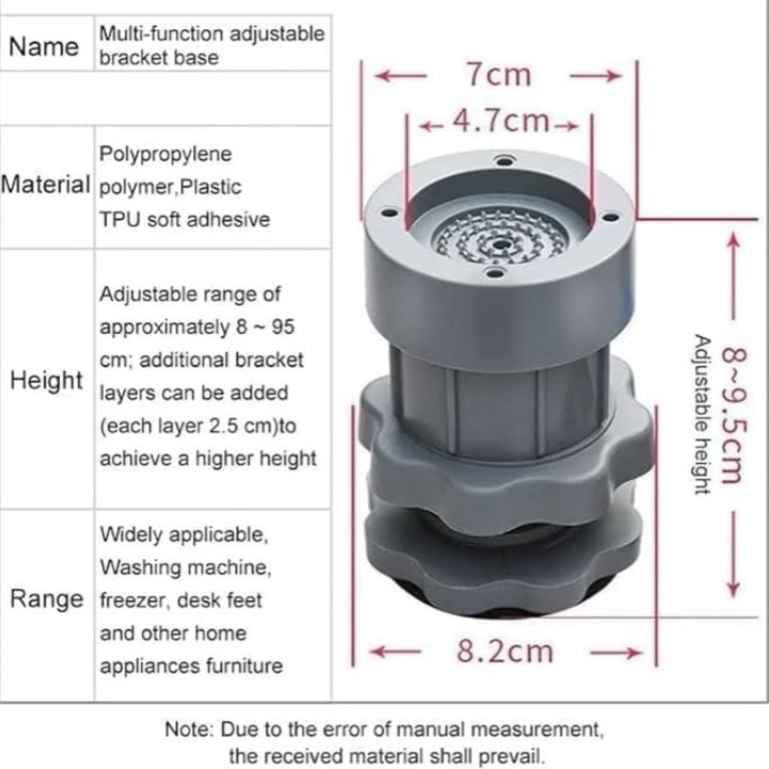 Anti-Vibration Noise Reducing Adjustable Pads Stand For Washing Machine (Set Of 4)